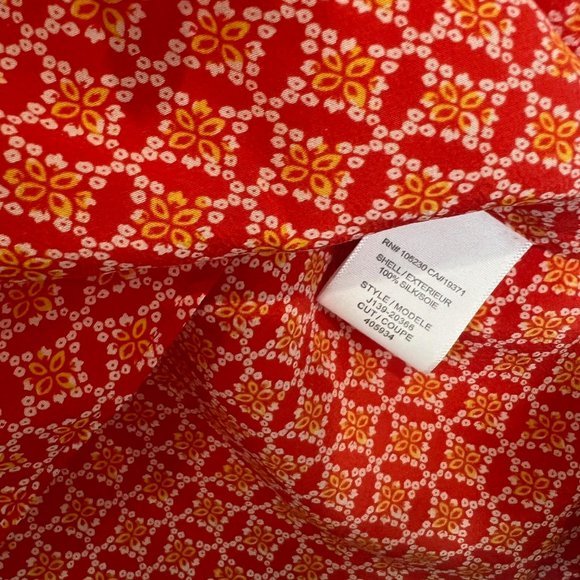 Joie Silk Red Patterned Peasant Blouse - Picture 3 of 4